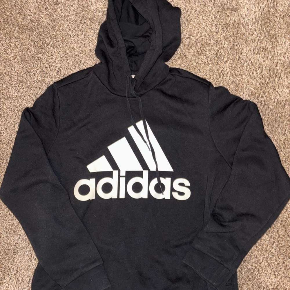 Adidas Black and White Logo Hoodie